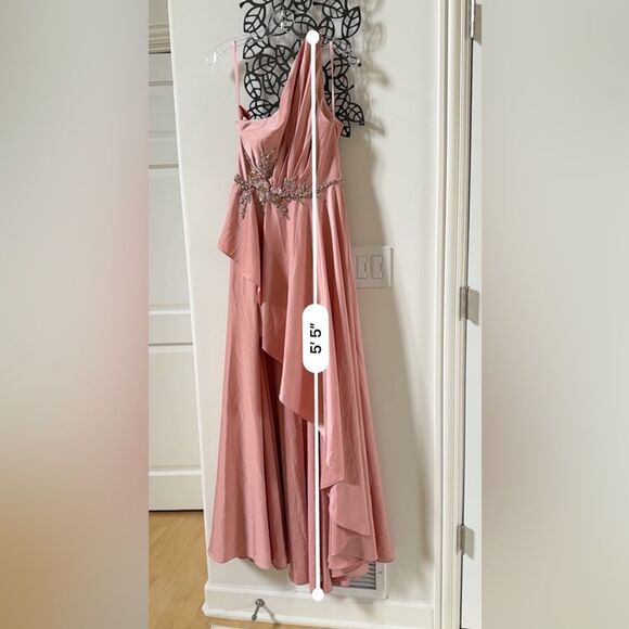 MAC DUGGAL Embellished One Shoulder Asymmetrical Gown in Rose 6 NWT - Picture 5 of 16